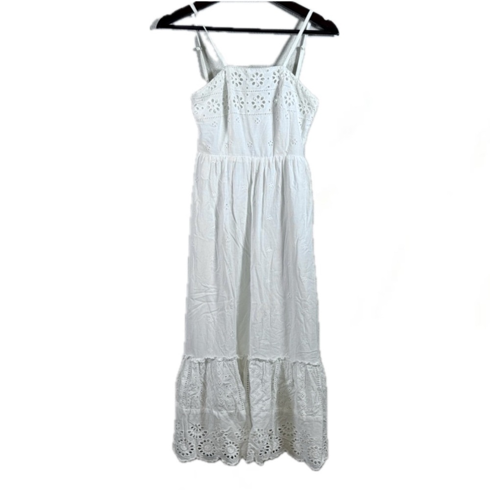 Japna White Eyelet Sundress 100% Cotton Boho Midi Dress XS
